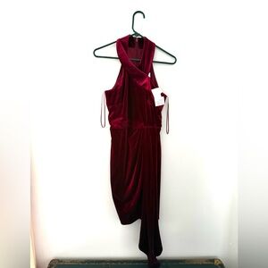 Belle Badgley Mischka Velvet Dress Size 4 Red Burgundy Formal Cocktail NEW NWT